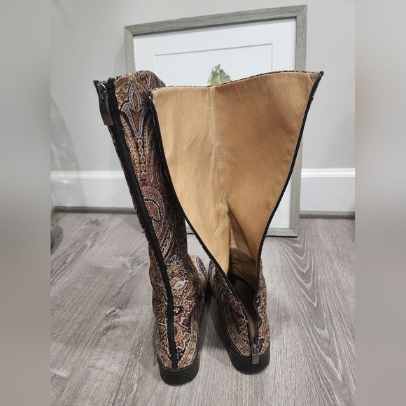 Custom Tapestry Paisley Suzani Riding Boots from Etsy sz 39 - Picture 3 of 9